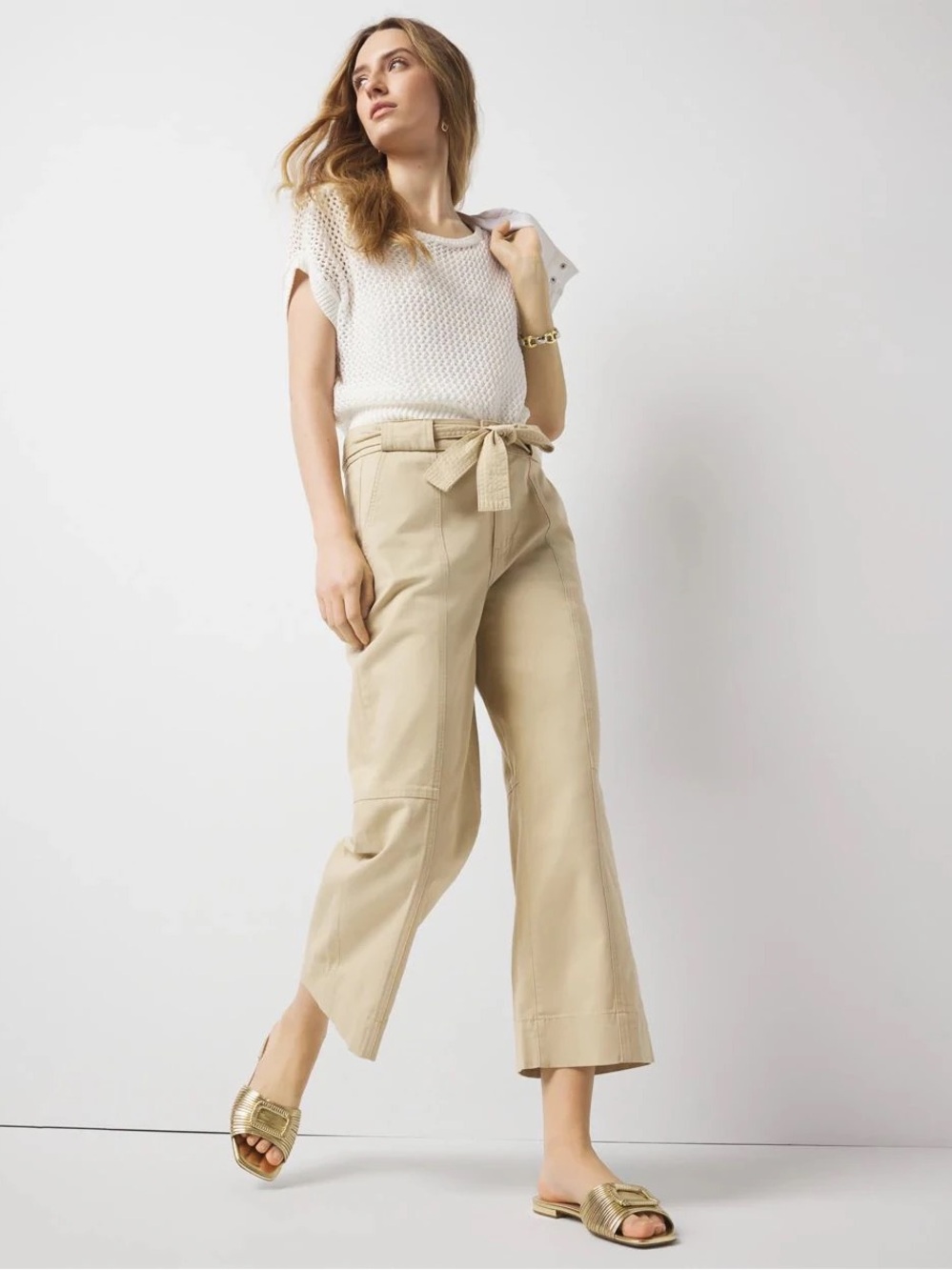 Extra high-rise Pret belted wide leg crop